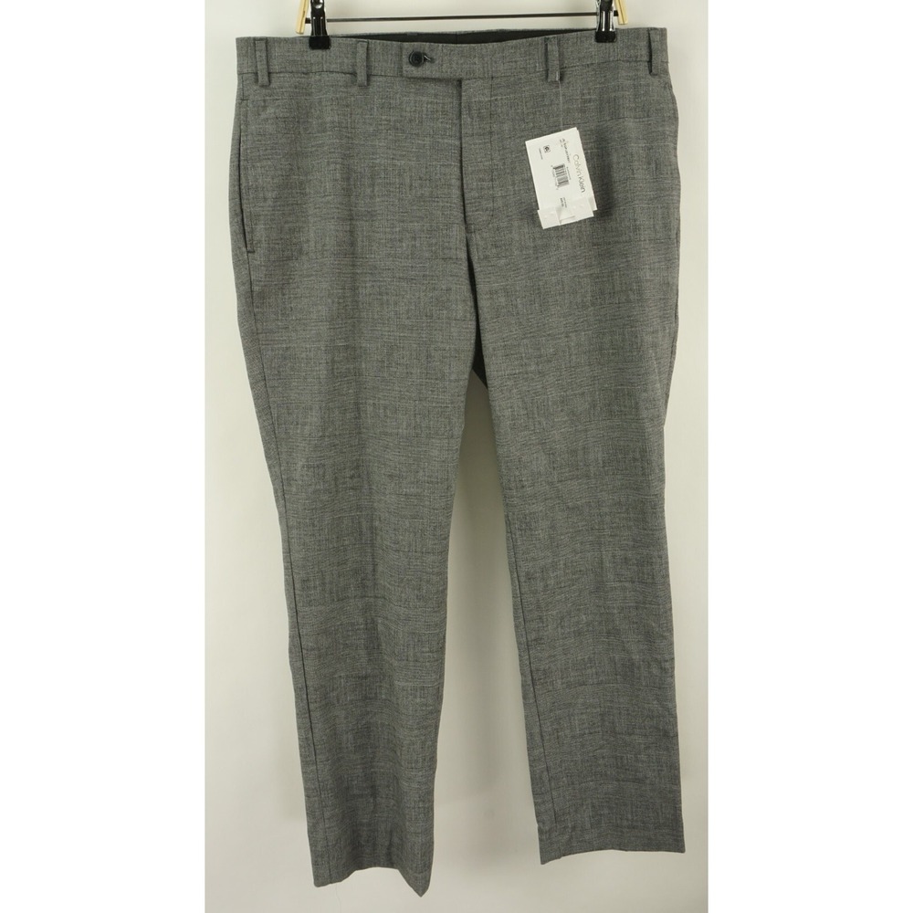 New Calvin Klein Jerome Men's 33 x 32 Gray Prince of Wales Plaid Flannel Pants